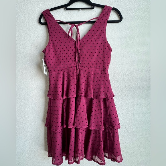 Xtraordinary Burgundy Layered Mini Dress - Picture 2 of 8